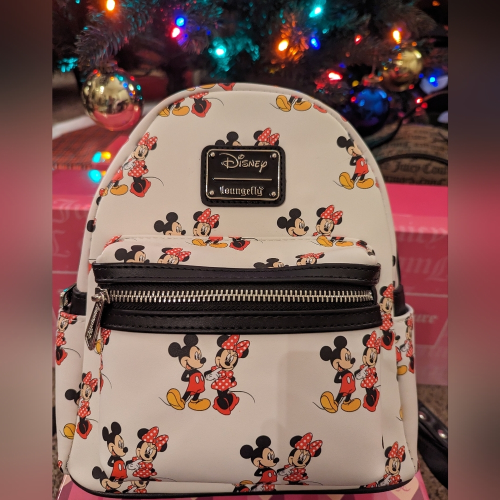 Loungefly Mickey And Minnie Mouse Backpack And Wallet